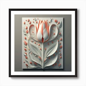 Decorated paper and tulip flower 6 Art Print