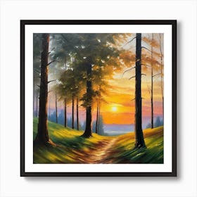 Sunset In The Woods 19 Art Print