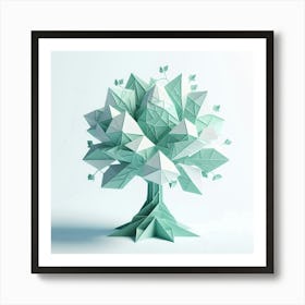 Minimalist origami tree Art Print