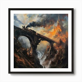 Train Crossing The Gorge Art Print