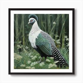 Ohara Koson Inspired Bird Painting Pheasant 1 Square Art Print