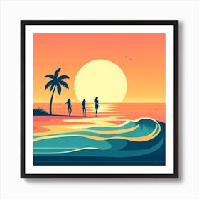 Sunset At The Beach 5 Art Print