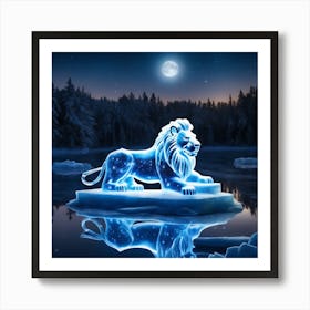 Lion On Ice Art Print