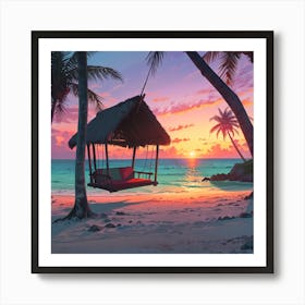 Sunset On The Beach Art Print