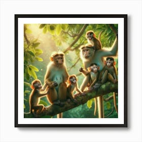 Family Of Monkeys Affiche