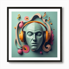 Head With Headphones 2 Art Print