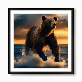 Brown Bear In The Ocean Art Print