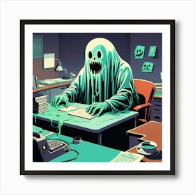 Ghost In The Office 1 Art Print