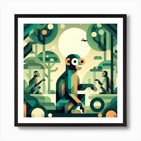 Monkeys In The Jungle 2 Art Print