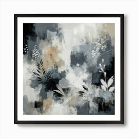 Abstract Floral Monochrome Serenity Art Print