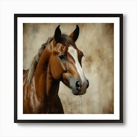 Leonardo Lightning Xl Watercolor Art Brown And White Horse Can 3 Art Print