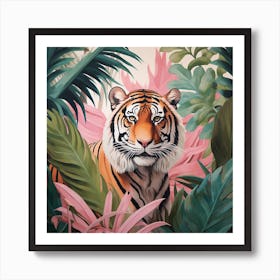 Tiger 3 Pink Jungle Animal Portrait Art Print