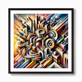 A mixture of modern abstract art, plastic art, surreal art, oil painting abstract painting art deco architecture 4 Art Print