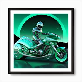 Green Motorcycle Art Print