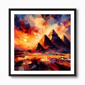 Pyramids At Sunset Art Print