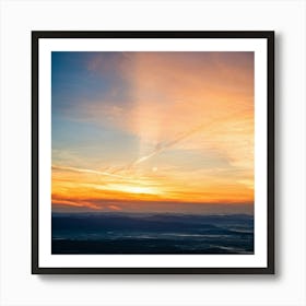 An Abstract Art Of The Stratosphere Where The Horizon Blurs The Line Between An Orange Sunrise And (4) Art Print