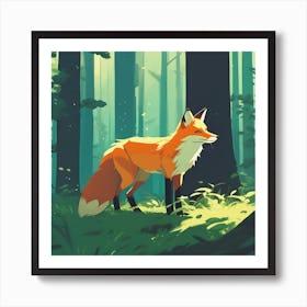 Fox In The Forest 37 Art Print