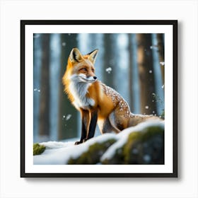 Fox In The Snow 10 Art Print