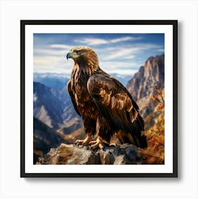 Golden Eagle Standing High On Cliff Face Art Print