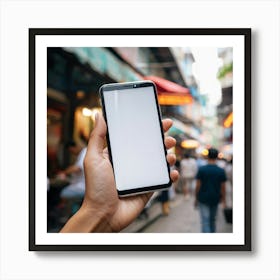 Hand Holding Smartphone In The Street Art Print