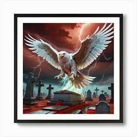 Eagle Flying Over Cemetery Art Print