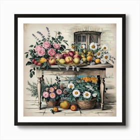 Fruit And Flowers Art Print