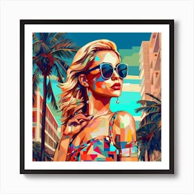 Sexy Woman In Sunglasses Art Print