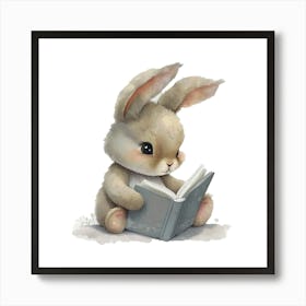 NURSERY WALL ART Rabbit Reading Print Art Print