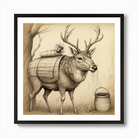 Deer With Bees Art Print