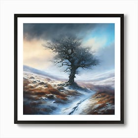 A Windswept Winter Landscape Art Print