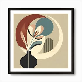 Abstract Flower In A Vase In Boho Art Art Print