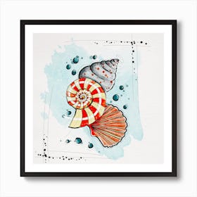 Watercolor Sea Shells Art Print