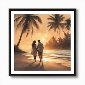 Couple On The Beach 1 Art Print