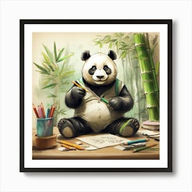 Panda Bear Drawing 1 Art Print