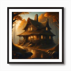 Fall Cottage Art Print