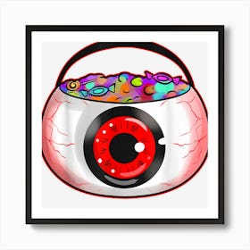 Sweet Bucket Scary Eye Sweets Collecting On Halloween Art Print