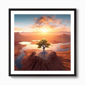 Lone Tree In Desert 1 Art Print