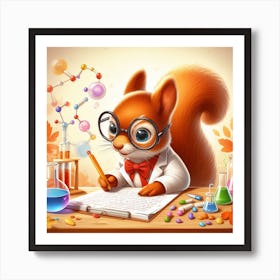 Squirrel In A Lab Coat Art Print