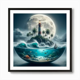 Lighthouse In A Bowl Art Print