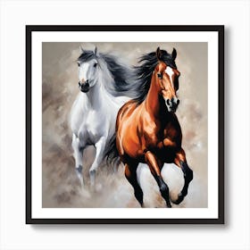 Two Horses Running 1 Art Print