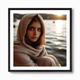 Beautiful Woman In A Shawl Art Print