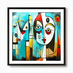 Colorful painting head Art Print