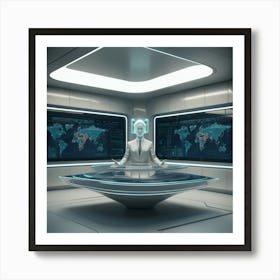 Futuristic Woman In Futuristic Office Art Print