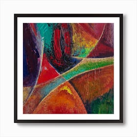 Vibrant Abstract Wall Art,  Expression with Red & Blue Art Print