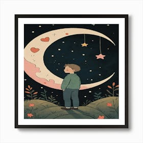 Moon And Stars 1 Art Print