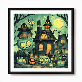 Halloween spooky night house Poster