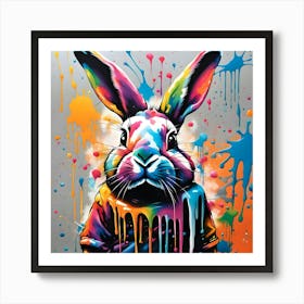 Bunny With Splatters Art Print