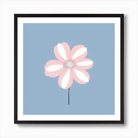 A White And Pink Flower In Minimalist Style Square Composition 64 Art Print