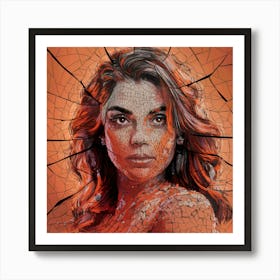 Woman With A Broken Face Art Print