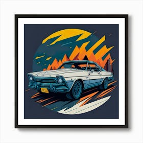 Car Colored Artwork Of Graphic Design Flat (95) Art Print
